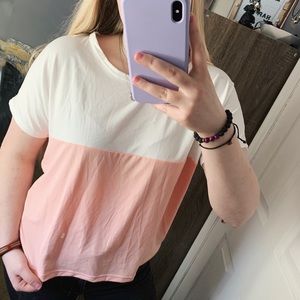 ROMWE pink&white colorblock t-shirt